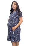 Camisero Maternidad y Lactancia Algodon Pima Paige MC Azul Flores Blancas