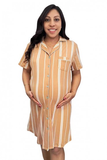 Camisero de Maternidad y Lactancia Paige Rayas Camel MC